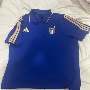 Italy national team Adidas Blue and Gold Men's Polo Shirt